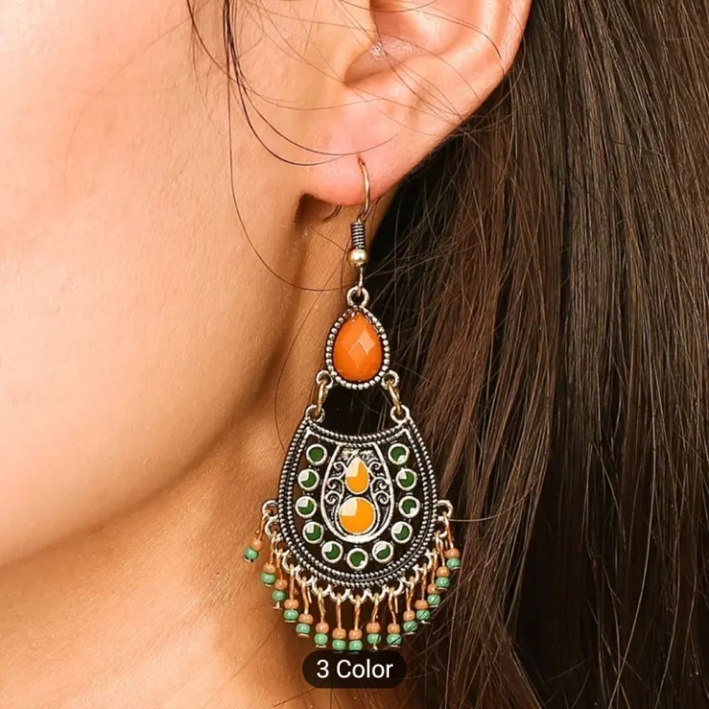 Tassel earrings beaded Bohemian dangle new e67‎